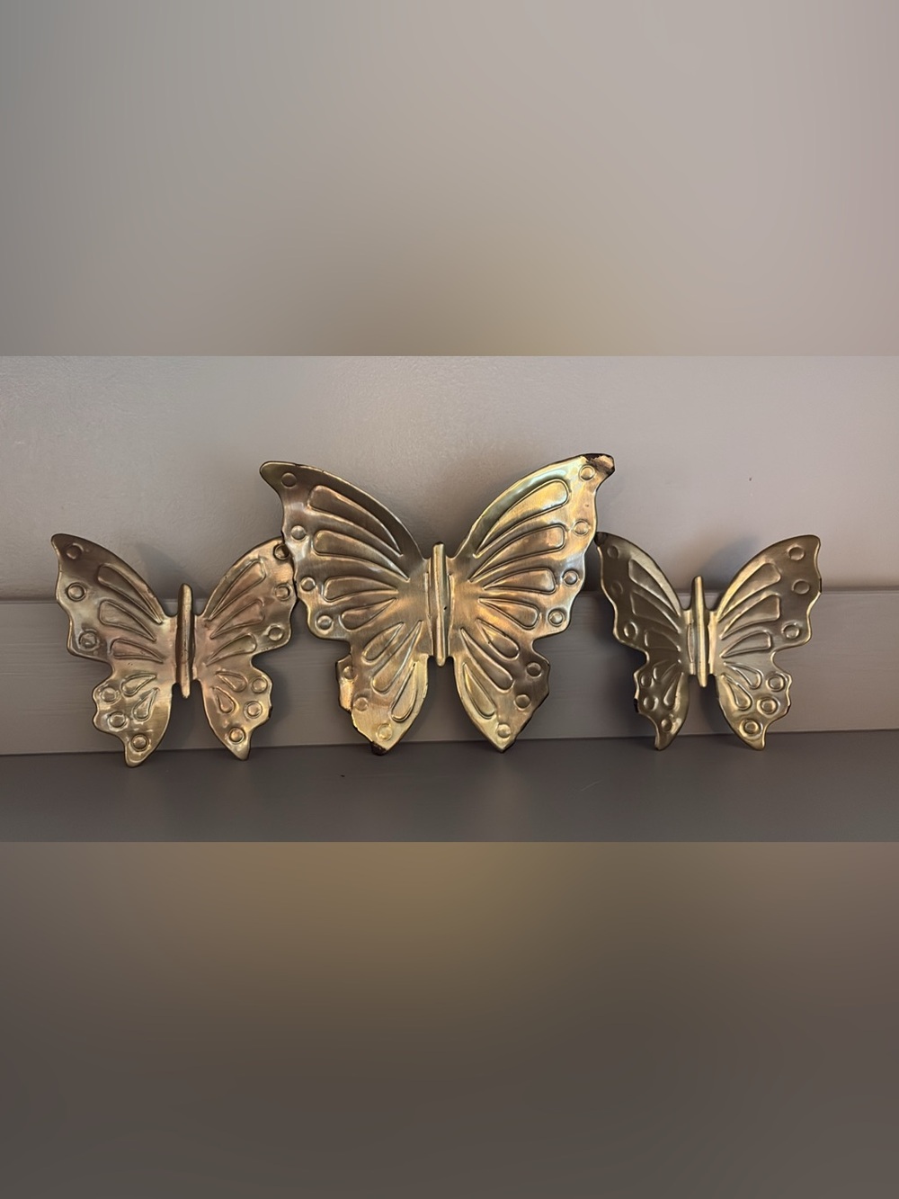 Vintage Brass Butterfly Wall Decor - Decorative Metal Accent
